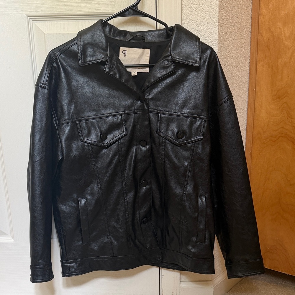 Anthropologie Pilco Oversized Black Faux Leather Jacket